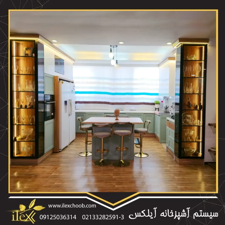 کابینت نئوکلاسیک سفید سبز