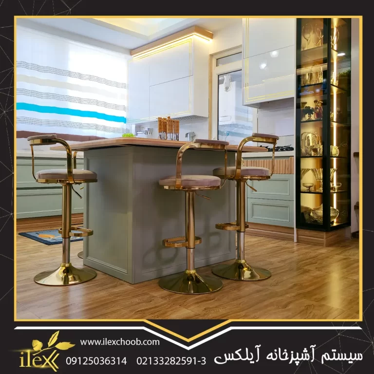 کابینت نئوکلاسیک سفید سبز دو رنگ