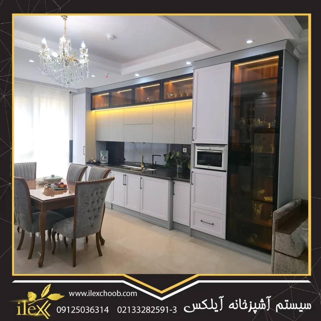عکس کابینت نئوکلاسیک سفید آشپزخانه
